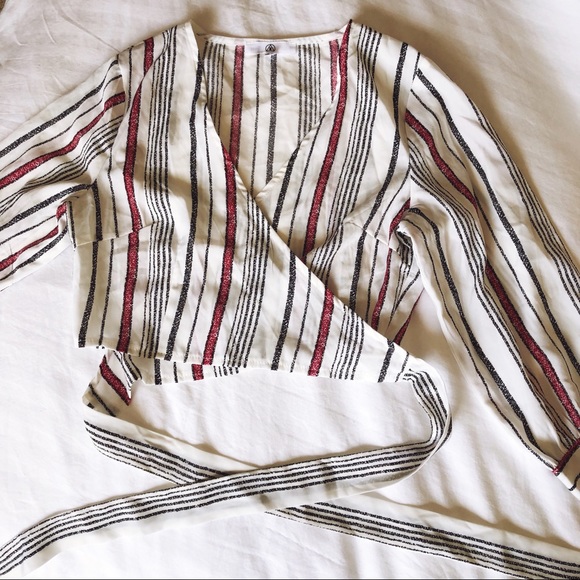 Missguided Striped Wrap Crop Top NWOT! - Picture 5 of 8